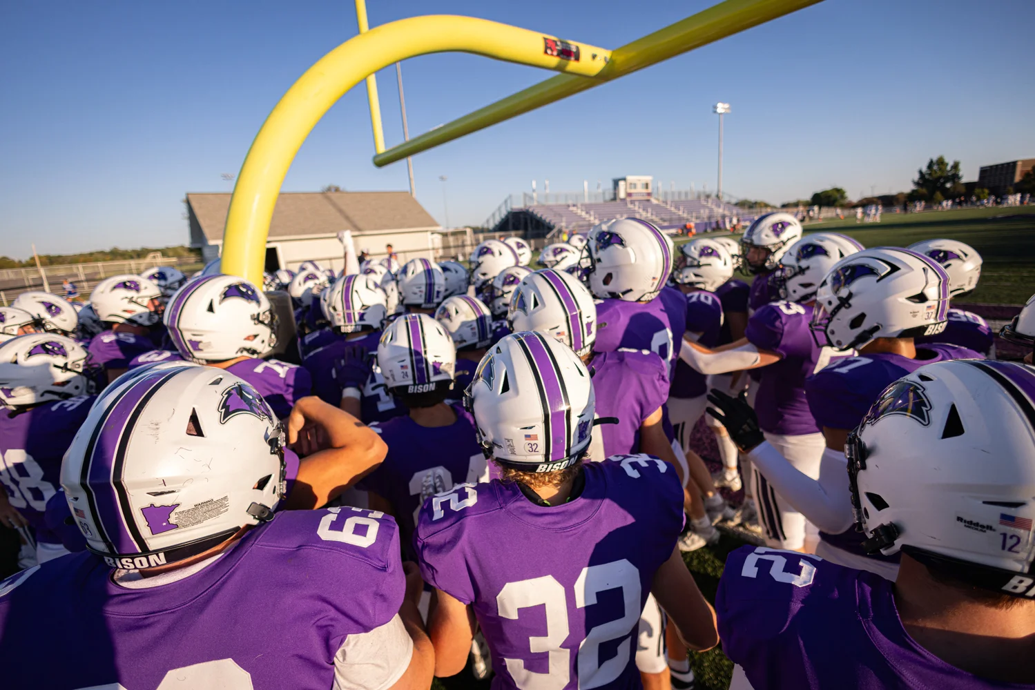 Buffalo Bison under the goalposts in pregame