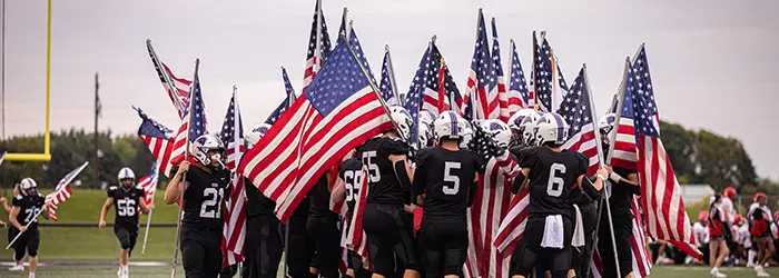 Buffalo Bison pregame with flags