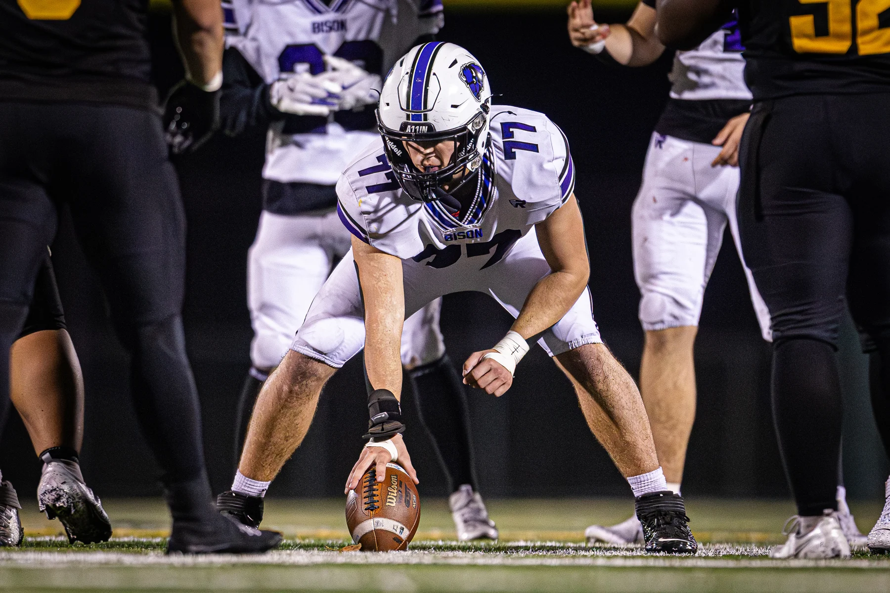 Bison Center ready for the snap