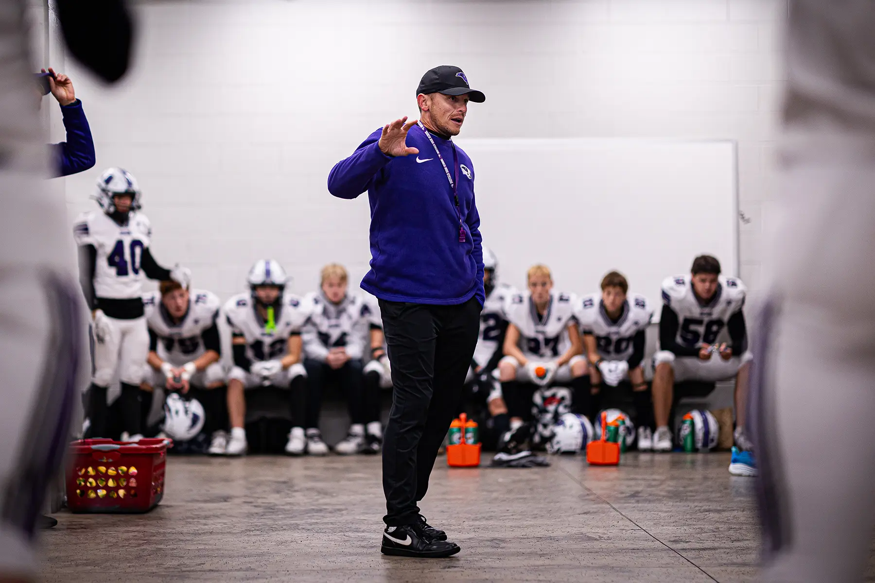 Coach talking to the team