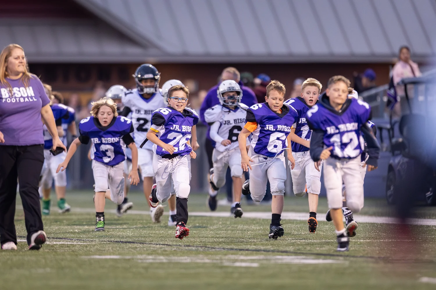 Junior Bison running on the field